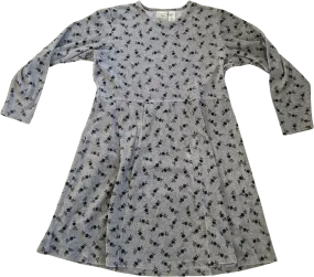 00's Grey Velour Floral Skater Dress by LL Bean