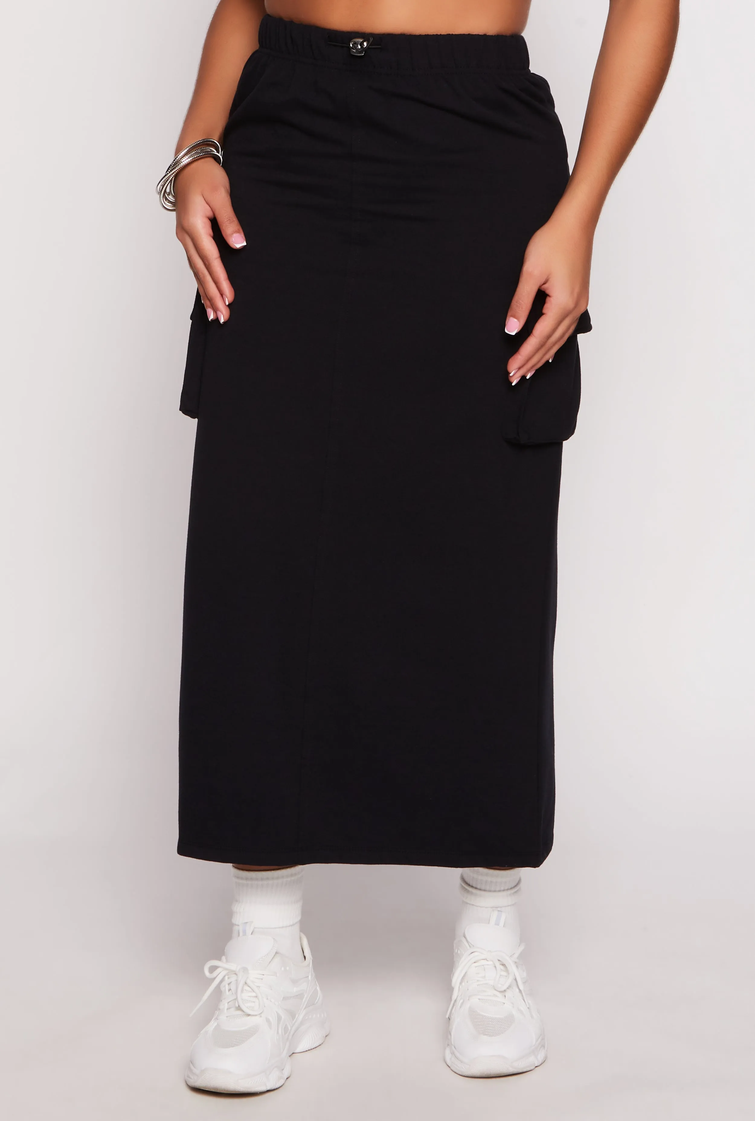Almost Famous Fleece Maxi Cargo Skirt