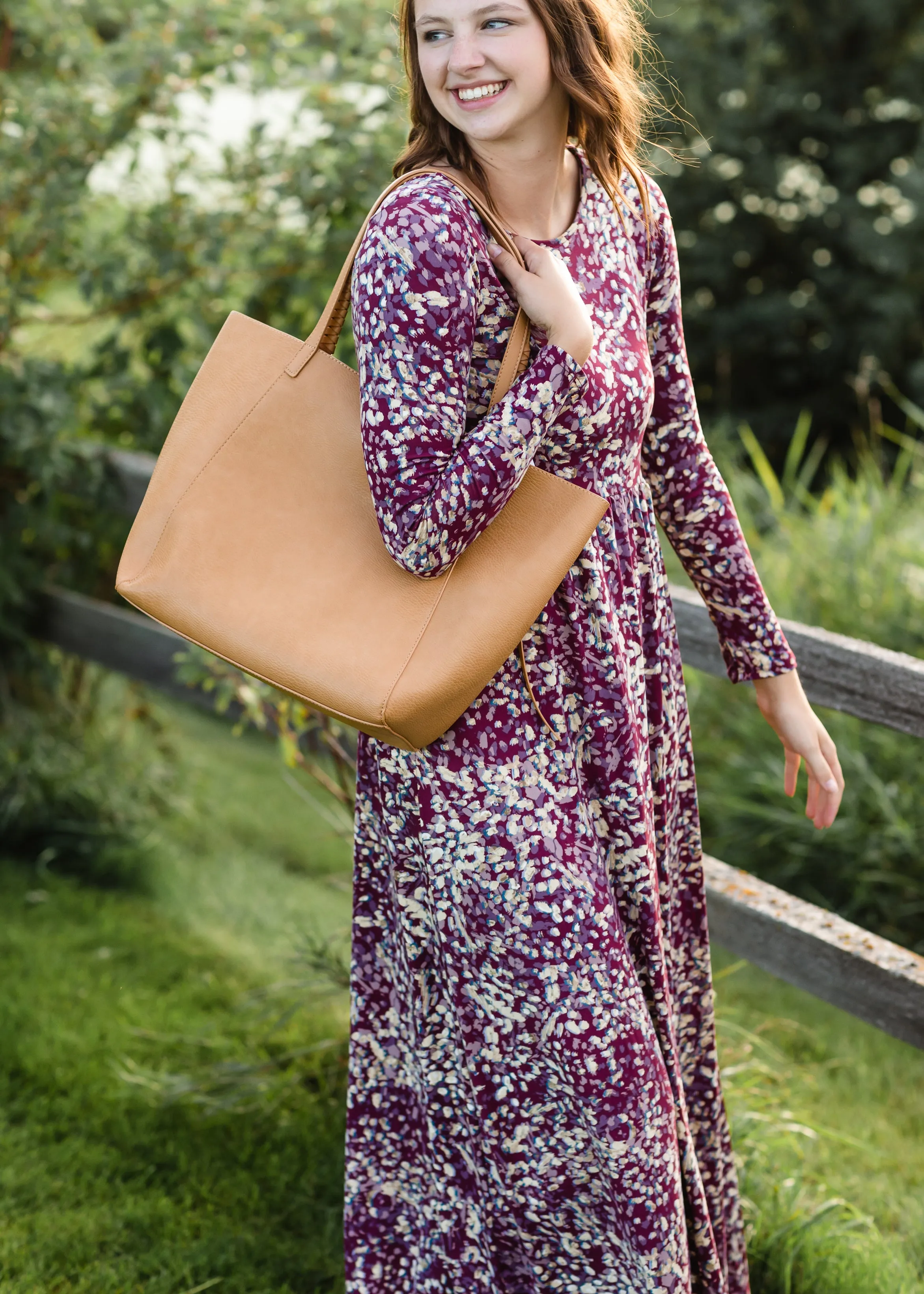 Burgundy Ditsy Print Floral Maxi Dress - FINAL SALE
