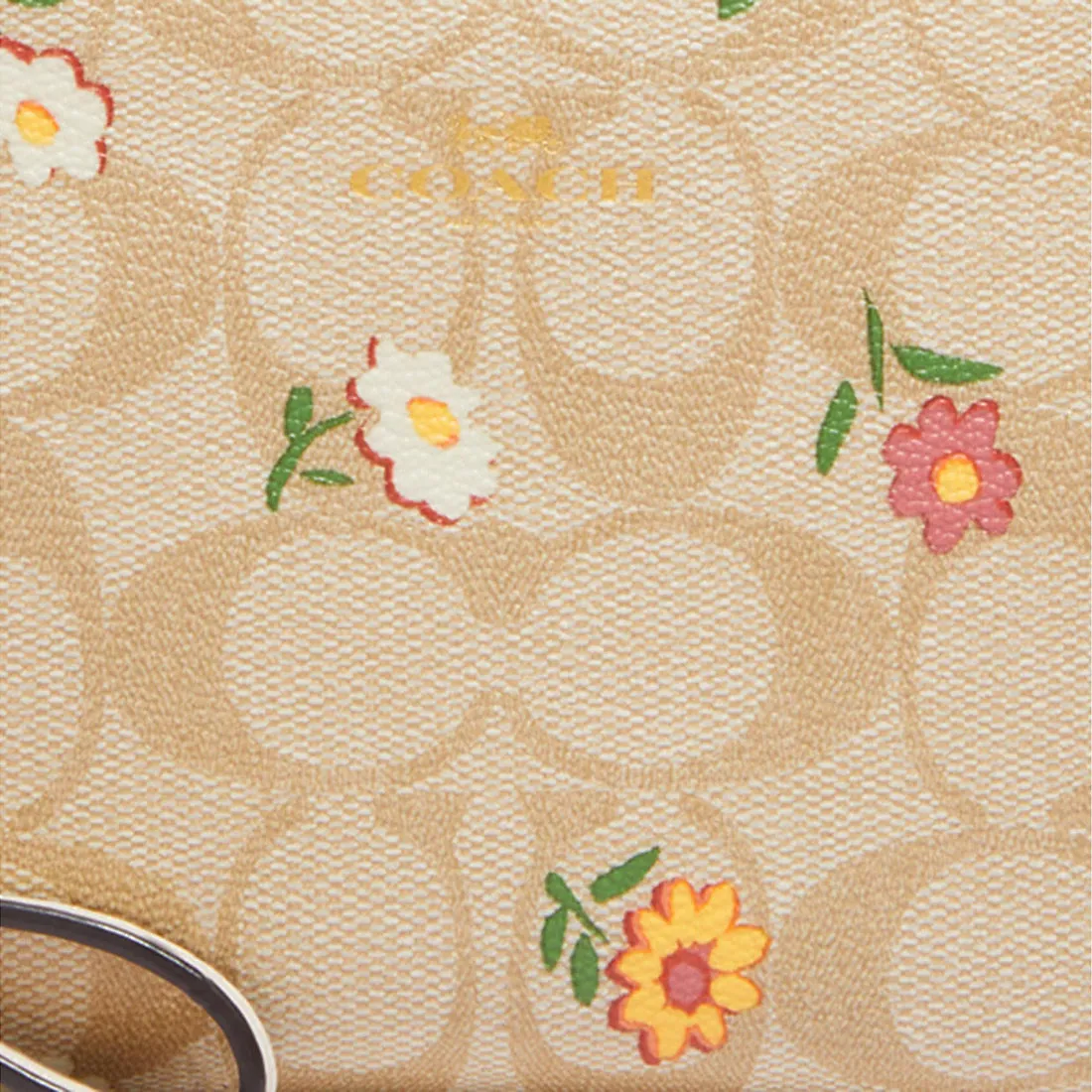 Coach Corner Zip Wristlet In Signature Canvas With Nostalgic Ditsy Print Light Khaki Multi CH478