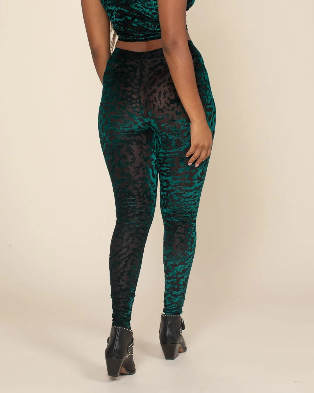 Emerald Tiger Burnout Velvet High Rise Leggings | Women's