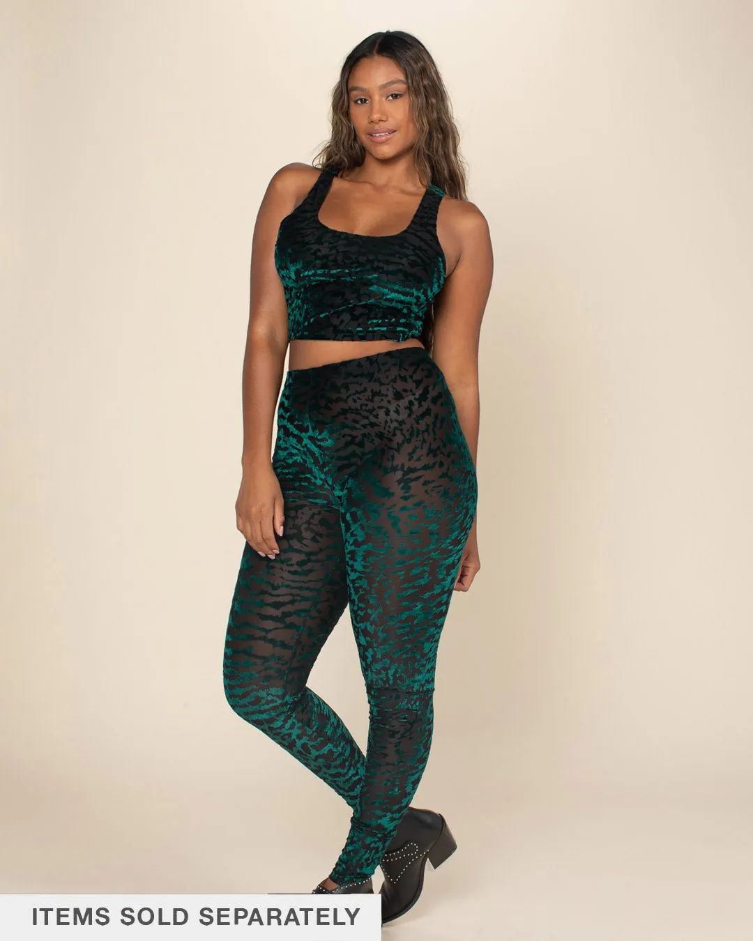 Emerald Tiger Burnout Velvet High Rise Leggings | Women's