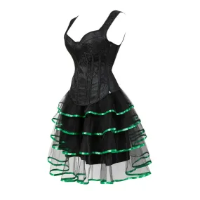 Sapubonva Corset Dresses Bustier Sexy Plus Size Gothic Brocade Tutu Skrits With Straps Zip Costume Gowns Vintage Korsett 6XL Red